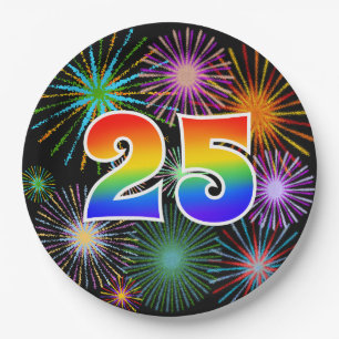 25e evenement - Fun, kleurrijk, vet, regenboog 25 Papieren Bordje