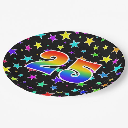 25e evenement: Vet, Fun, kleurrijke regenboog 25 Papieren Bordje (Gekanteld)