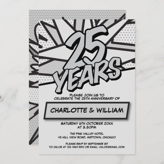 25e Funny Trouwdag Stripboek Kaart (Voorkant / Achterkant)