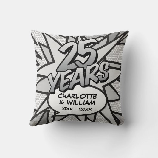 25e Funny Trouwdag Stripboek Kussen (Achterkant)