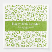 25e geboorte nummer nummerpatroon groen/wit servet (Voorkant)