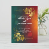 25e Golden Leaves in Love's Garden Jubileum Kaart (Staand voorkant)