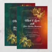 25e Golden Leaves in Love's Garden Jubileum Kaart (Voorkant / Achterkant)