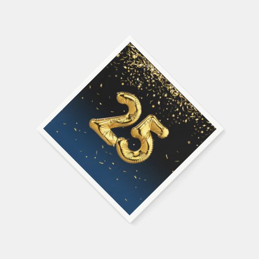 25e goudballonnen en Confetti Napkins Servet (Hoek)