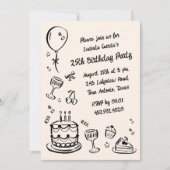 25e grillige doodle handgeschreven verjaardagsfees kaart (Voorkant)