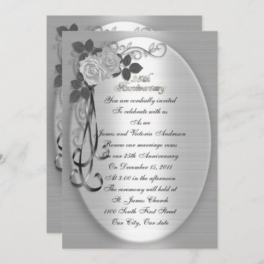 25e herdenkingsdag van de bruiloft Wit rozen Kaart (Voorkant / Achterkant)