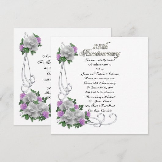 25e herdenkingsdag van de bruiloft Wit rozen Kaart (Voorkant / Achterkant)