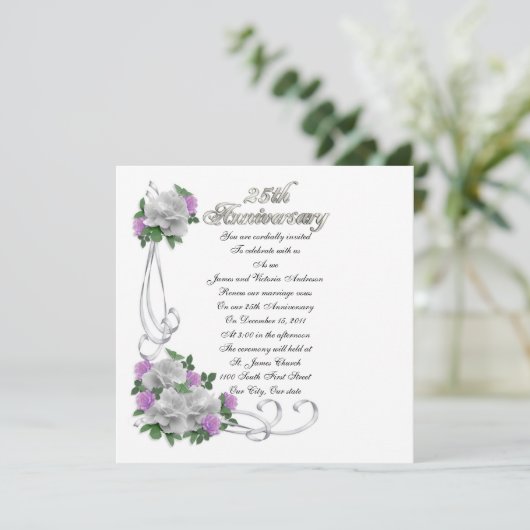 25e herdenkingsdag van de bruiloft Wit rozen Kaart (Staand voorkant)