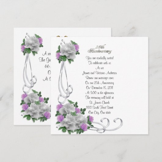 25e herdenkingsdag van de bruiloft Wit rozen Kaart (Voorkant / Achterkant)