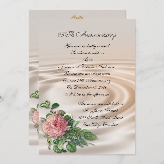 25e herdenkingsdag van het huwelijk: hernieuwing r kaart (Voorkant / Achterkant)