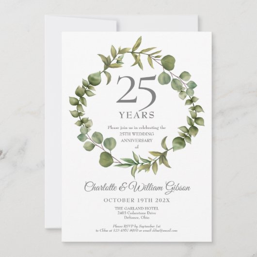 25e Houten Bruiloft Woodland Greenery Kaart (Voorkant)