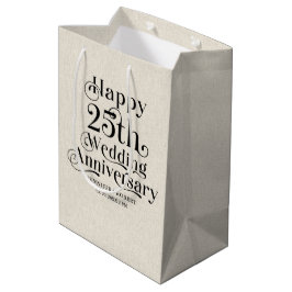 25e Huwelijk Jubileum Gouden Typografie Medium Cadeauzakje