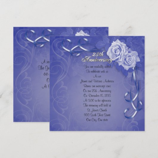 25e huwelijksjubileum belofte vernieuwing blauwe r kaart (Voorkant / Achterkant)