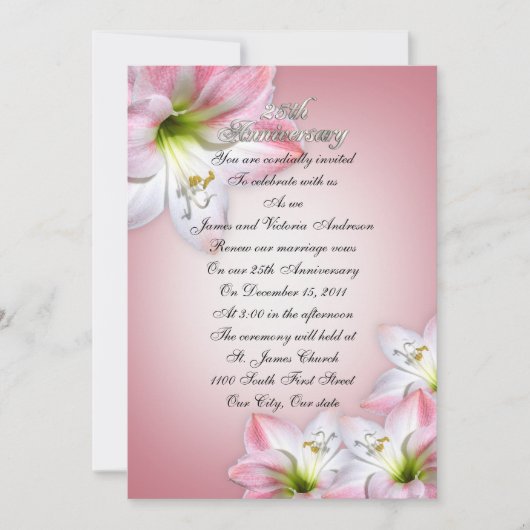 25e huwelijksjubileum belofte vernieuwing roze ama kaart (Voorkant)