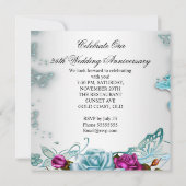 25e huwelijksjubileum Blauwe bloem Roze Kaart (Achterkant)