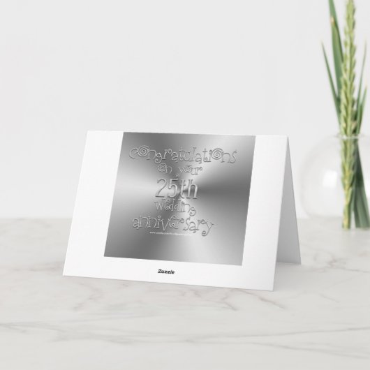25e huwelijksjubileum Chic Zilveren Typografie Kaart (Achterkant)