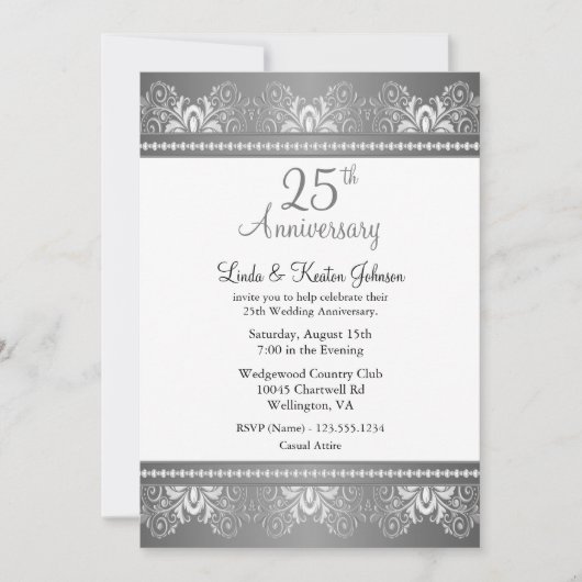 25e Huwelijksjubileum | Doe-het-zelf tekst Kaart (Voorkant)