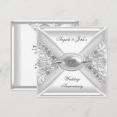 25e huwelijksjubileum Elegant Zilver Wit Kaart (Voorkant / Achterkant)