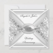 25e huwelijksjubileum Elegant Zilver Wit Kaart (Voorkant)