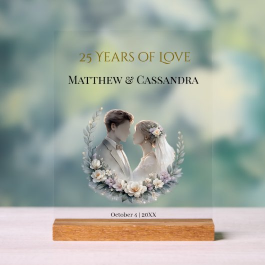 25e huwelijksjubileum Erfstuk-achtig aandenken Acryl Bord (Neutraal)