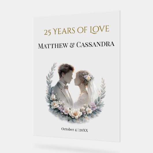 25e huwelijksjubileum erfstuk-achtige viering acryl bord (Hoek)