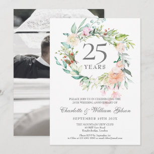 25e Huwelijksjubileum Foto Rozen Krans  Kaart