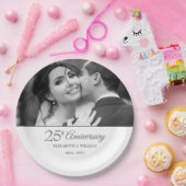 25e Huwelijksjubileum Foto Zilver Papieren Bordje (Feest)