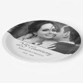 25e Huwelijksjubileum Foto Zilver Papieren Bordje (Gekanteld)