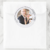 25e huwelijksjubileum FOTO Zilver Ronde Sticker (Tas)