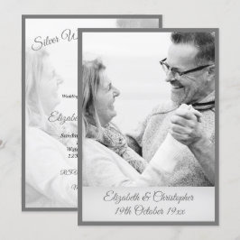 25e Huwelijksjubileum Foto Zilver Zwart Wit Kaart