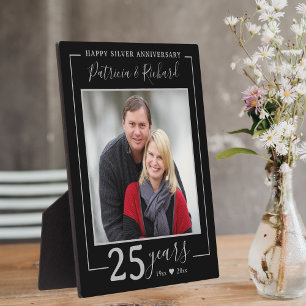 25e Huwelijksjubileum Foto Zwart Fotoplaat