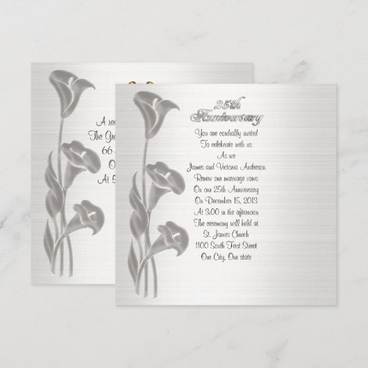 25e huwelijksjubileum geloften vernieuwing calla l kaart (Voorkant / Achterkant)