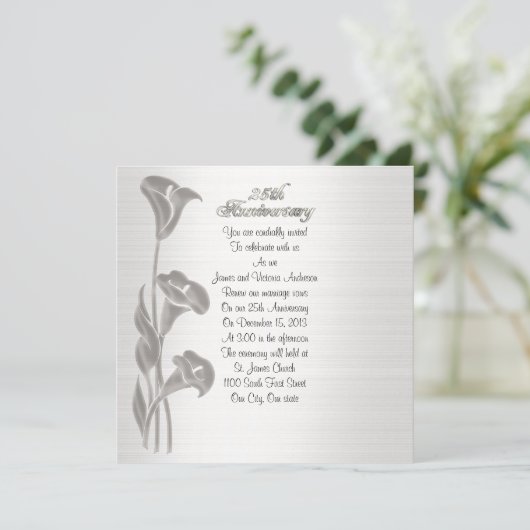 25e huwelijksjubileum geloften vernieuwing calla l kaart (Staand voorkant)