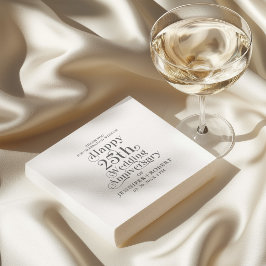25e huwelijksjubileum Gouden typografie Servet