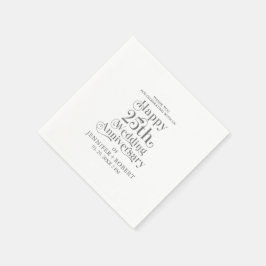 25e huwelijksjubileum Gouden typografie Servet