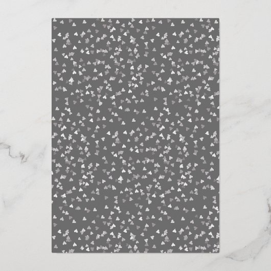 25e huwelijksjubileum harten confetti zilver folie uitnodiging (Achterkant)