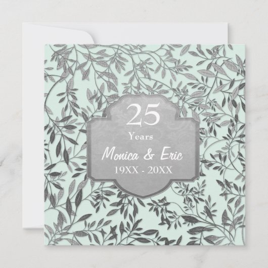 25e huwelijksjubileum Leaves of Silver Kaart (Voorkant)