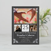 25e huwelijksjubileum met lijst folie uitnodiging (Staand Voorkant)