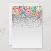 25e Huwelijksjubileum met roze zilveren bloemen Kaart (Achterkant)