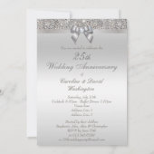 25e Huwelijksjubileum Nep Lovertjes & Strikje Kaart (Achterkant)