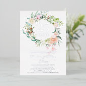 25e huwelijksjubileum Rozen Bloem Zilver Folie Uitnodiging (Staand Voorkant)