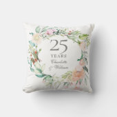 25e Huwelijksjubileum Rozen Bloemen Kussen (Voorkant)