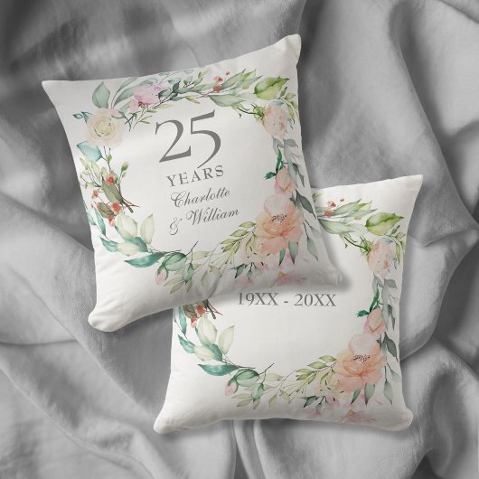 25e Huwelijksjubileum Rozen Bloemen Kussen