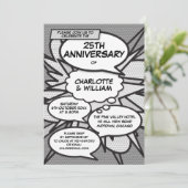 25e Huwelijksjubileum Stripboek Pop Art Kaart (Staand voorkant)