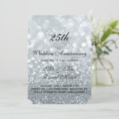 25e huwelijksjubileum zilveren glitterhart kaart (Staand voorkant)