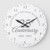 25e huwelijksjubileum Zilveren Hartjes Confetti Grote Klok (Voorkant)