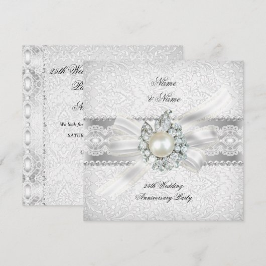 25e Huwelijksjubileum Zilveren Huwelijksfeest Lace Kaart (Voorkant / Achterkant)