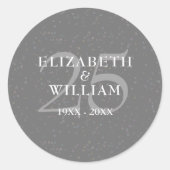 25e huwelijksjubileum Zilveren Stardust Confetti Ronde Sticker (Voorkant)