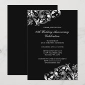 25e huwelijksjubileum Zilveren Swirl Bloemmotief Kaart (Voorkant / Achterkant)