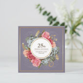 25e huwelijksjubileumfeest Vintage bloemmotief Kaart (Staand voorkant)